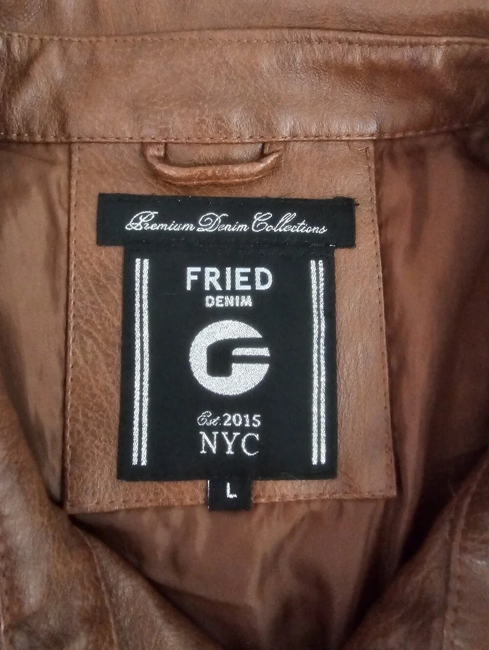 Fried Denim Faux Leather Jacket Men’s L Brown Moto Trucker Shirt Jacket Soft